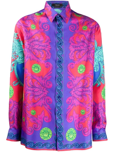 Shop Versace Baroque Print Shirt In Red