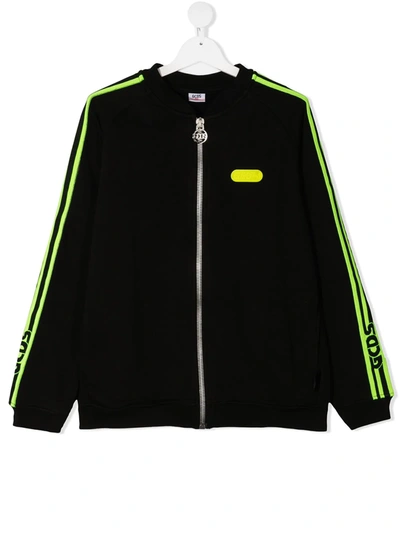 Gcds Teen Side Stripe Zip-up Jacket In Black