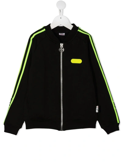 Gcds Teen Side Stripe Zip-up Jacket In Black