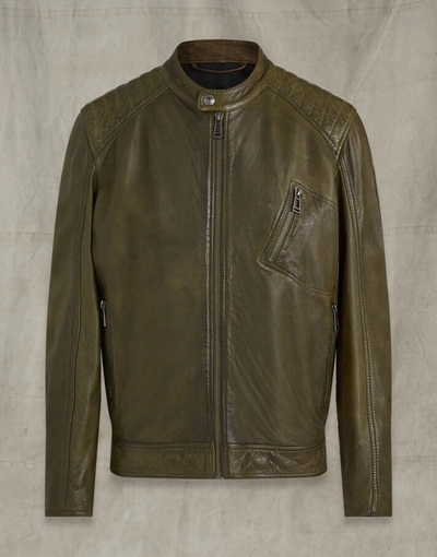 Shop Belstaff V Racer 2.0 Leather Jacket In Green