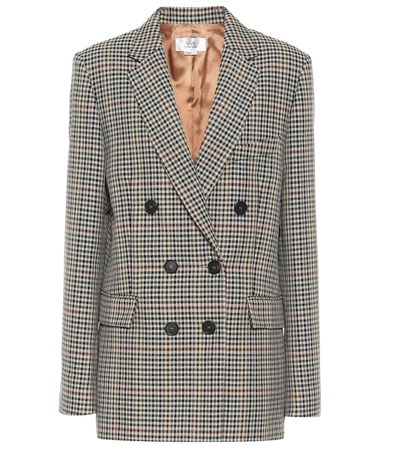 Shop Victoria Victoria Beckham Checked Wool-blend Jacket In Multicoloured