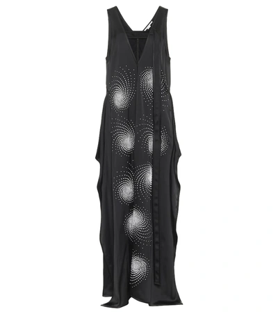 Shop Stella Mccartney Embellished Stretch-satin Gown In Black