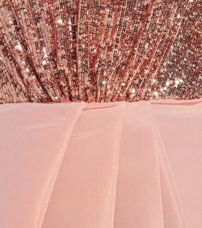 Shop Monique Lhuillier Sequined Silk Faille Gown In Pink