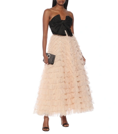 Shop Red Valentino Strapless Taffeta And Tulle Gown In Pink
