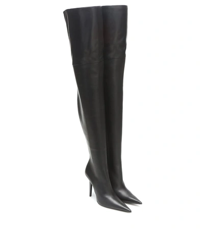 Shop Balenciaga Knife Shark Over-the-knee Leather Boots In Black
