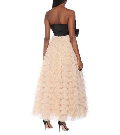 Shop Red Valentino Strapless Taffeta And Tulle Gown In Pink
