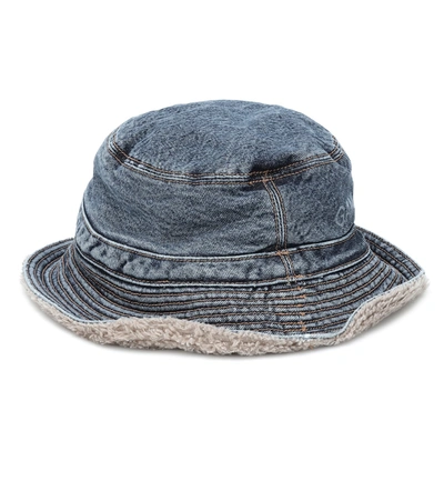 Shop Ganni Denim Bucket Hat In Blue