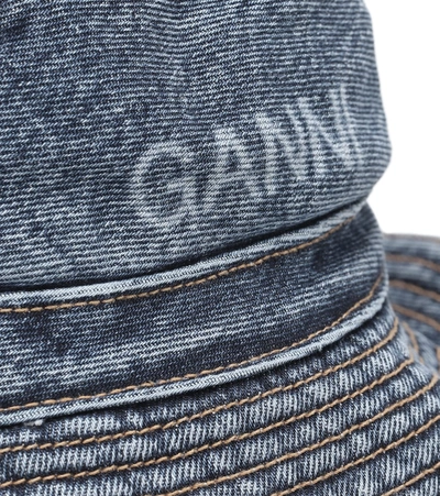 Shop Ganni Denim Bucket Hat In Blue