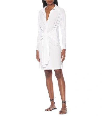 Shop Norma Kamali Ty Front Nk Stretch-jersey Dress In White