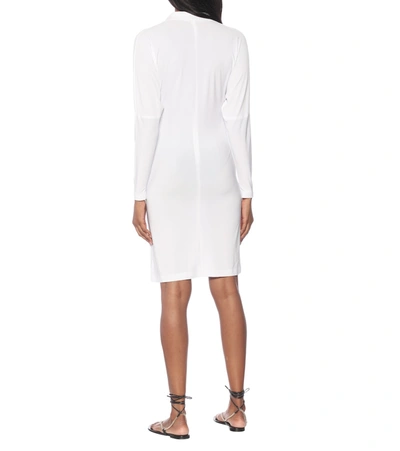 Shop Norma Kamali Ty Front Nk Stretch-jersey Dress In White