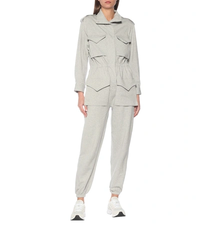 Shop Norma Kamali Turtle Stretch-cotton Jumpsuit In Grey