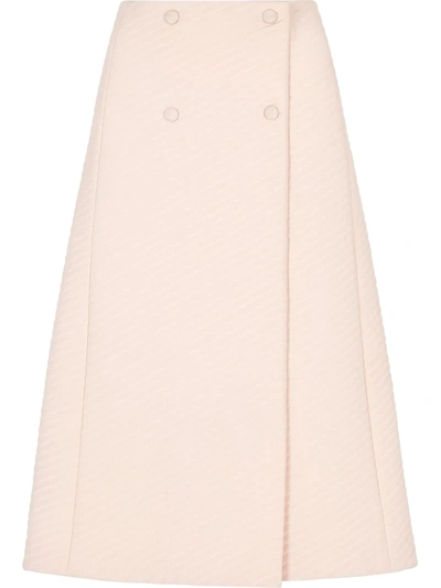 Shop Fendi Double-breasted A-line Skirt In Pink