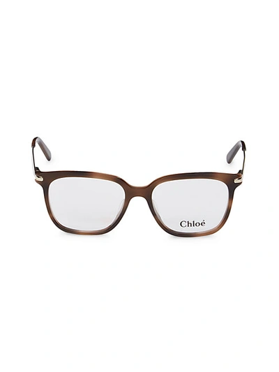 Shop Chloé 52mm Square Optical Glasses In Dark Havana