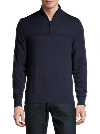 Shop J. Lindeberg Textured Wool Sweater In Navy