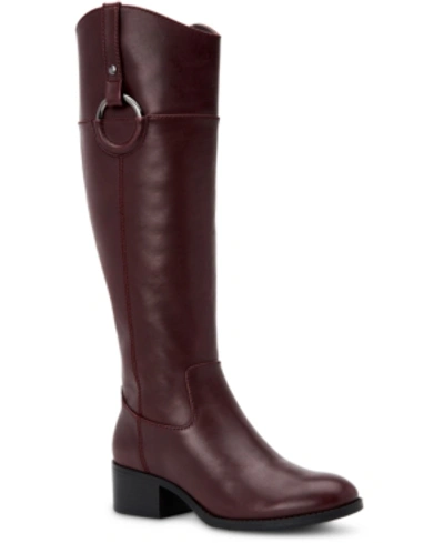 Shop Alfani Women's Bexleyy Riding Leather Boots, Created For Macy's Women's Shoes In Wine Leather