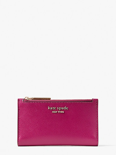 Shop Kate Spade Spencer Small Slim Bifold Wallet In Deep Raspberry