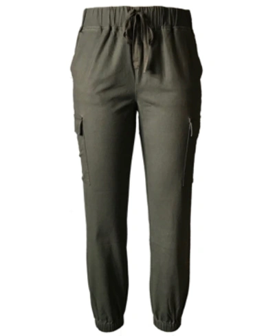 Shop Tinseltown Juniors' High Waisted Pull On Utility Jogger Pants In Olive