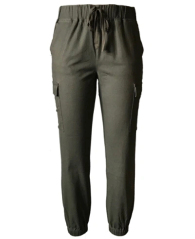 Tinseltown Juniors' High Waisted Pull On Utility Jogger Pants In Olive