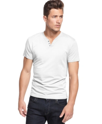 Shop Alfani Men's Stretch Solid, Henley T-shirt, Created For Macy's In Bright White