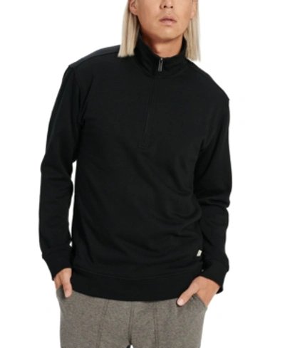 Shop Ugg Men's Zeke Double Knit Quarter-zip Shirt In Black