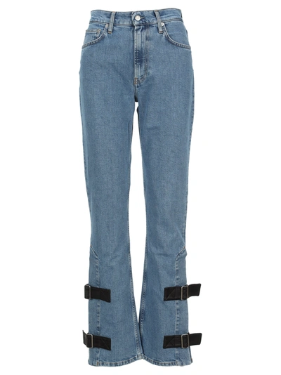 Shop Helmut Lang Strap Bootcut Jeans In Light Blue