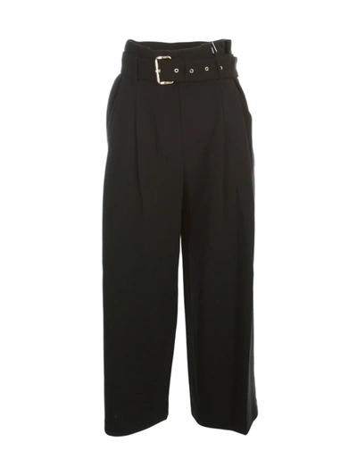 Shop Michael Michael Kors Cropped Pants W/belt In Black