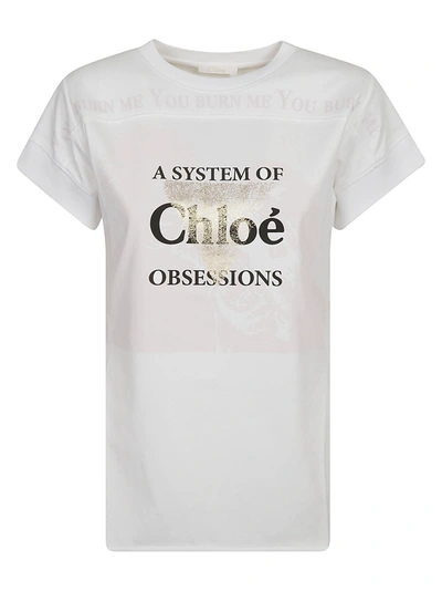 Shop Chloé Logo Printed T-shirt In White
