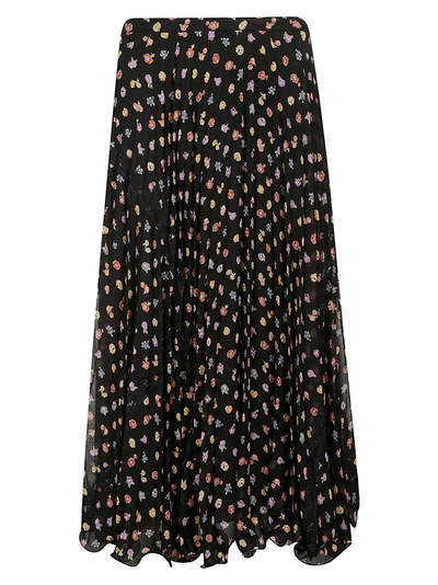 Shop See By Chloé Flared Floral Skirt In Multicolor/black