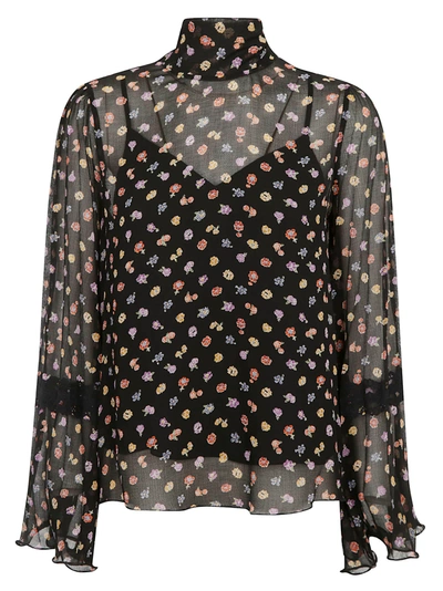 Shop See By Chloé Floral Lace Top In Multicolor/black