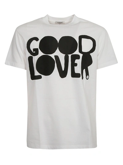 Shop Valentino Good Lover T-shirt In White/black