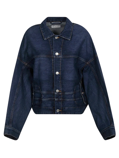 Shop Balenciaga Buttoned Denim Jacket In Daddy Wash
