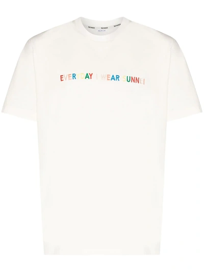 Shop Sunnei Embroidered Logo T-shirt In White