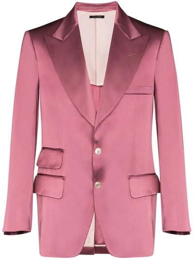 Shop Tom Ford Single-breasted Satin-effect Blazer In Pink