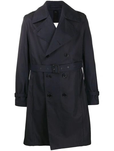 Shop Mackintosh St Andrews Belted Trench Coat In Blue