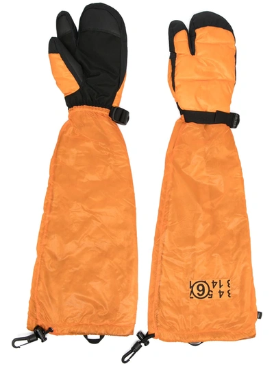 Shop Mm6 Maison Margiela Xnorthface Down Gloves In Orange