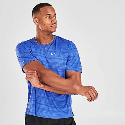 Shop Nike Men's Dri-fit Miler Running T-shirt In Astronomy Blue