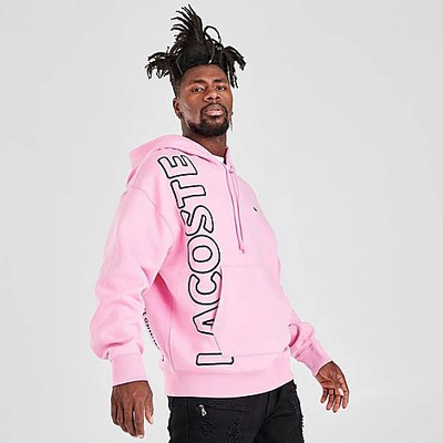 Shop Lacoste Live Vertical Logo Hoodie In Pink