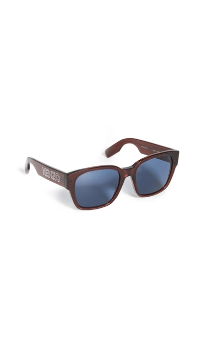 Shop Kenzo Classic Wayfarer Sunglasses In Shiny Bordeaux/gradient Smoke