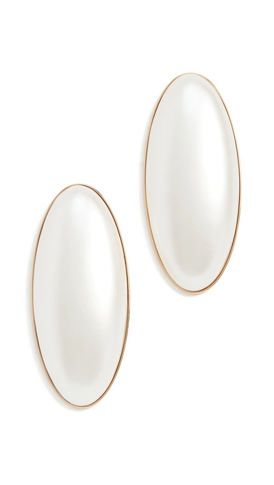 Shop Jw Anderson Oval Resin Pearl Earrings In Off White