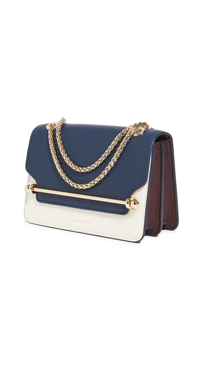 Shop Strathberry East/west Mini Bag In Navy/burgundy/vanilla