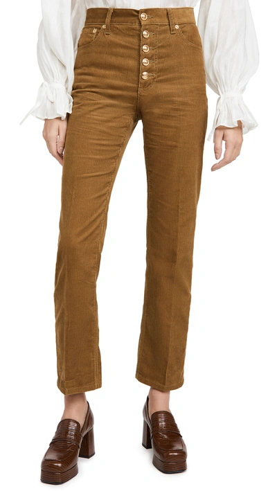 Shop Tory Burch Corduroy Button Fly Jeans In Spanish Olive