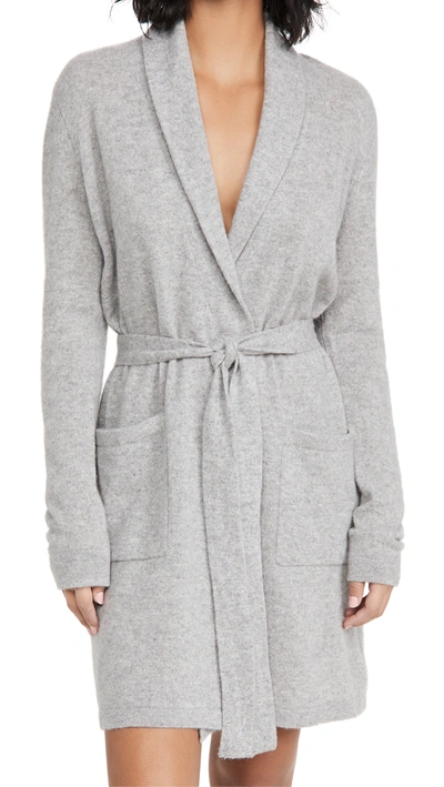 Shop White + Warren Cashmere Short Robe In Grey Heather
