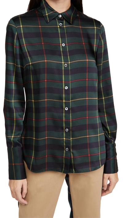 Shop Monse Cowl Back Plaid Blouse In Midnight Multi