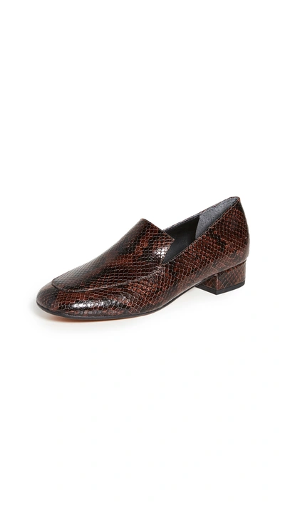 Shop Vince Fauna Loafer Pumps In Chocolate