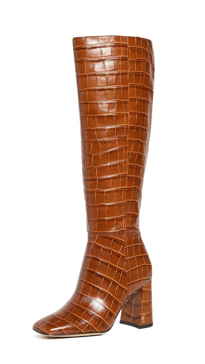 Shop Sam Edelman Clarem Boots In Tawny Croc