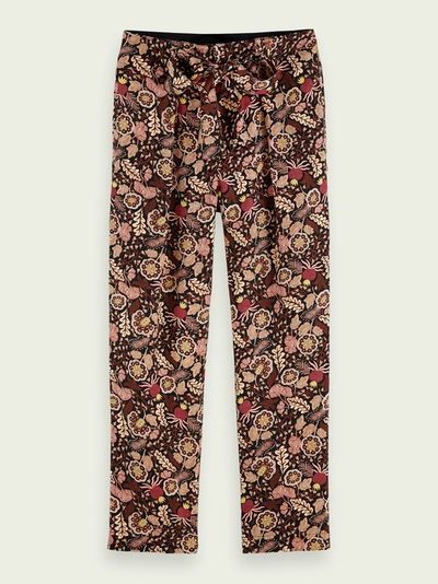 Shop Scotch & Soda Belted Mid-rise Printed Pants In Black
