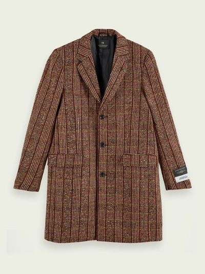 Shop Scotch & Soda Classic Wool-blend Single Breasted Overcoat In Brown