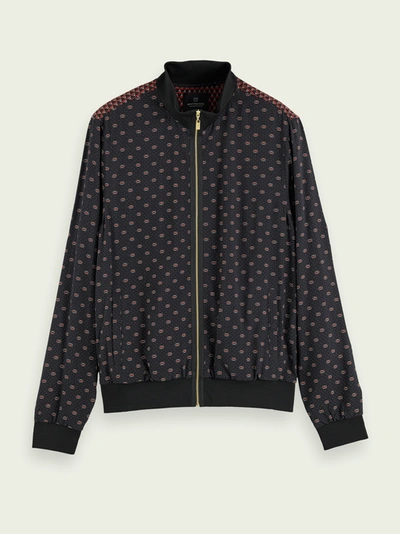 Shop Scotch & Soda All-over Pattern Zip-up Shirt Jacket In Black