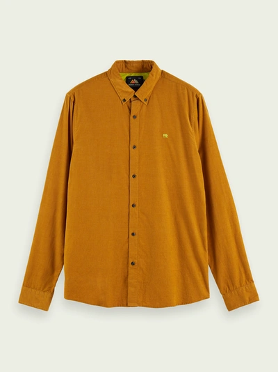 Shop Scotch & Soda Regular Fit Cotton Corduroy Shirt In Brown