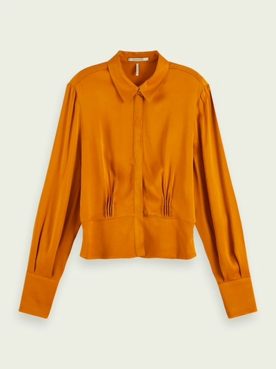 Shop Scotch & Soda Long Sleeve Shirt With Fitted Waist In Orange